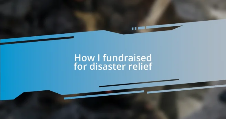 How I fundraised for disaster relief