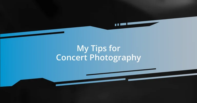 My Tips for Concert Photography