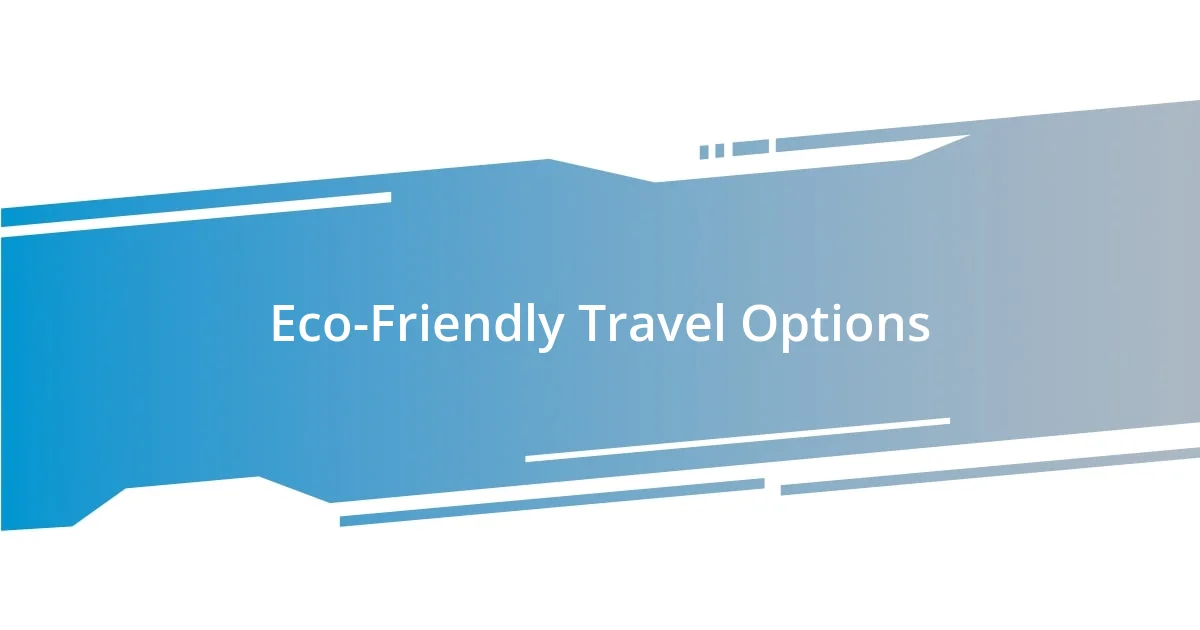 Eco-Friendly Travel Options